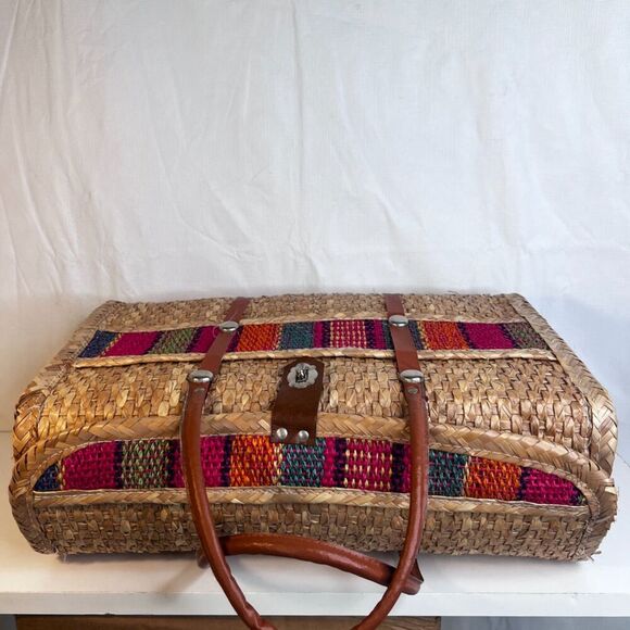 Tote Market Arm Bag Purse Large Woven Colorful Raffia Straw Beach Picnic Boho - Picture 9 of 12